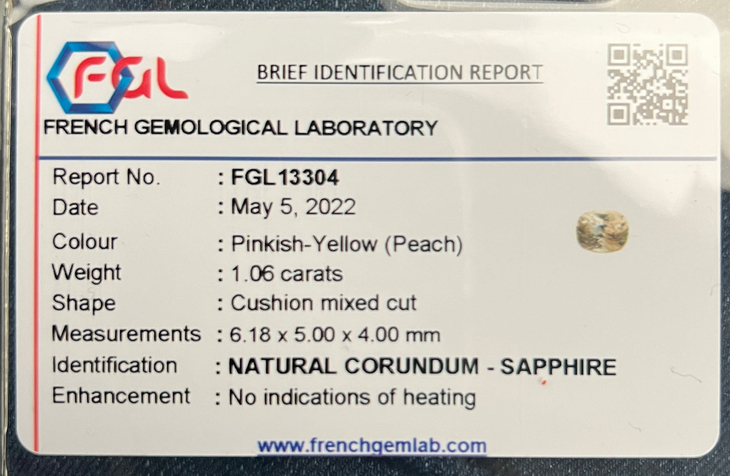 1.06CT Natural Peach Sapphire